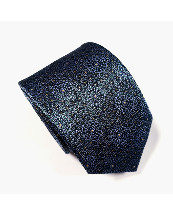 Cravate.tn | Collection Magister : Cravate Bleu pétrole avec motifs géométrique