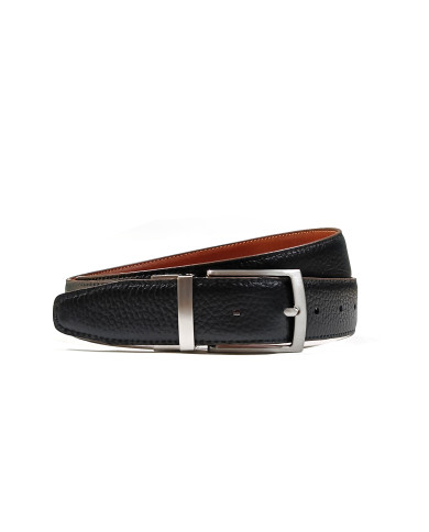 Ceinture cuir réversible : Camel patiné et noir grainé Ceinture cuir réversible : Camel patiné et noir grainé