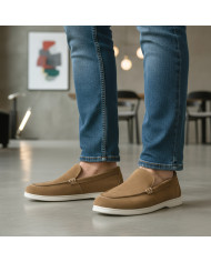Mocassin homme en nubuck marron clair