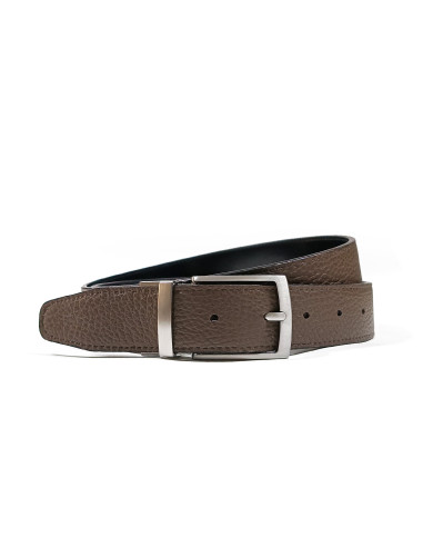 Ceinture cuir réversible : marron noisette grainé et noir lisse Ceinture cuir réversible : marron noisette grainé et noir lisse
