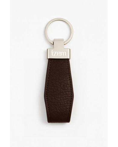 Portefeuille et porte clé en cuir marron grainé Portefeuille et porte clé en cuir marron grainé