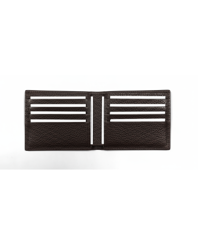 Portefeuille et porte clé en cuir marron grainé Portefeuille et porte clé en cuir marron grainé