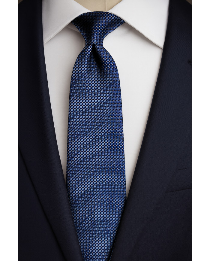 Cravate.tn | Cravate bleu roi avec motifs hexagones