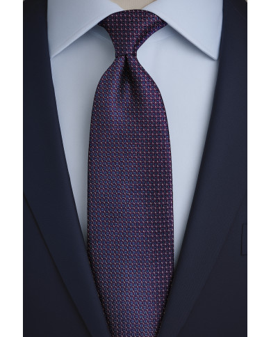 Cravate.tn | Cravate bleu marine avec motifs hexagones en aubergine Cravate.tn | Cravate bleu marine avec motifs hexagones en aubergine