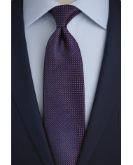 Cravate.tn | Cravate bleu marine avec motifs hexagones en aubergine