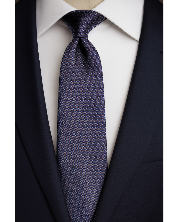 Cravate.tn | Cravate marron avec motifs hexagones en bleu Cravate.tn | Cravate marron avec motifs hexagones en bleu