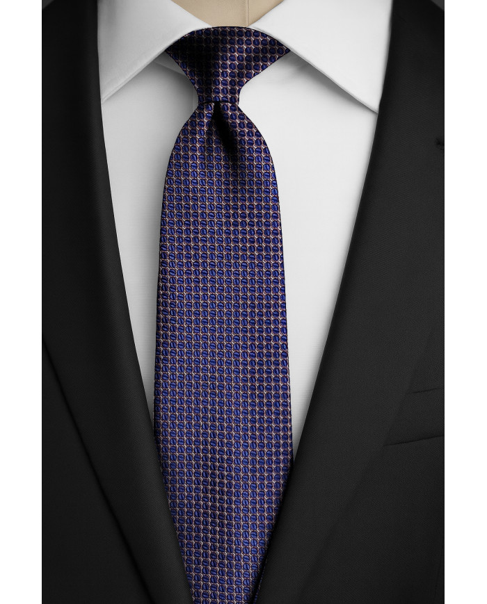 Cravate.tn | Cravate bleu marine avec motifs hexagones