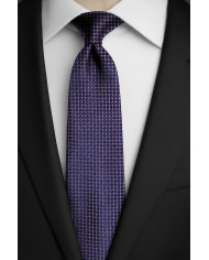 Cravate.tn | Cravate bleu marine avec motifs hexagones