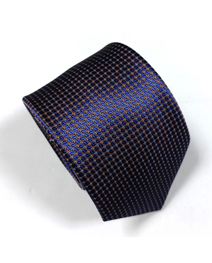 Cravate.tn | Cravate bleu marine avec motifs hexagones