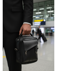 Cravate.tn | Sac de voyage homme avec bandoulière noir grainé izem Cravate.tn | Sac de voyage homme avec bandoulière noir grainé izem