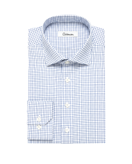 Chemise col ouvert à carreaux bleu marine