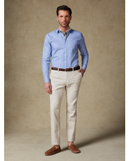 Chemise col ouvert vichy en bleu ciel 100% coton Chemise col ouvert vichy en bleu ciel 100% coton