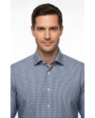Chemise col ouvert vichy en bleu marine 100% coton Chemise col ouvert vichy en bleu marine 100% coton