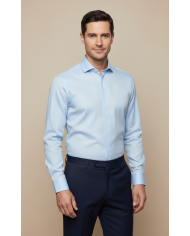 Cravate.tn | Chemise Col italien avec boutons cachés stretch - Bleu ciel Cravate.tn | Chemise Col italien avec boutons cachés stretch - Bleu ciel