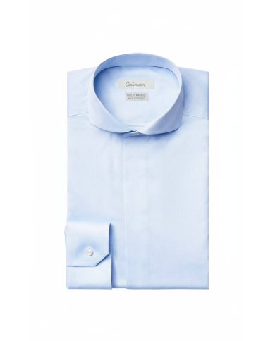 Cravate.tn | Chemise Col italien avec boutons cachés stretch - Bleu ciel Cravate.tn | Chemise Col italien avec boutons cachés stretch - Bleu ciel