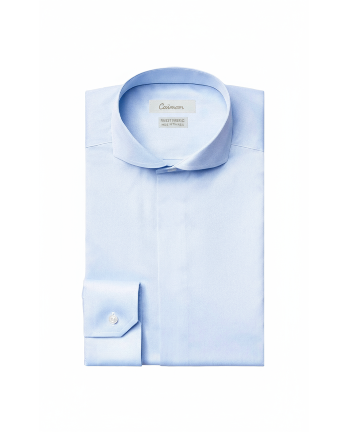Cravate.tn | Chemise Col italien avec boutons cachés stretch - Bleu ciel Cravate.tn | Chemise Col italien avec boutons cachés stretch - Bleu ciel
