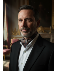 Cravate Foulard camel à motifs fantaisie en bleu