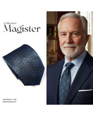 Cravate.tn | Collection Magister : Cravate Bleu pétrole avec motifs géométrique