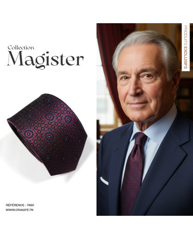 Cravate.tn | Collection Magister : Cravate bordeau avec motifs géométrique Cravate.tn | Collection Magister : Cravate bordeau avec motifs géométrique