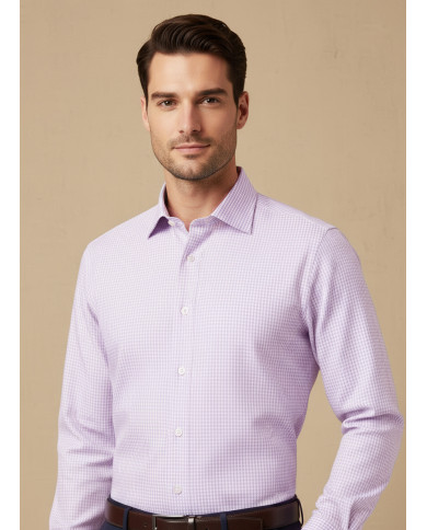 Chemise col ouvert vichy en parme 100% coton Chemise col ouvert vichy en parme 100% coton