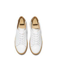 Cravate.tn | Sneakers Cuir blanc crispé avec semelle en miel - Izem
