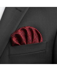 Cravate.tn | Pochette rouge avec motifs cachemire