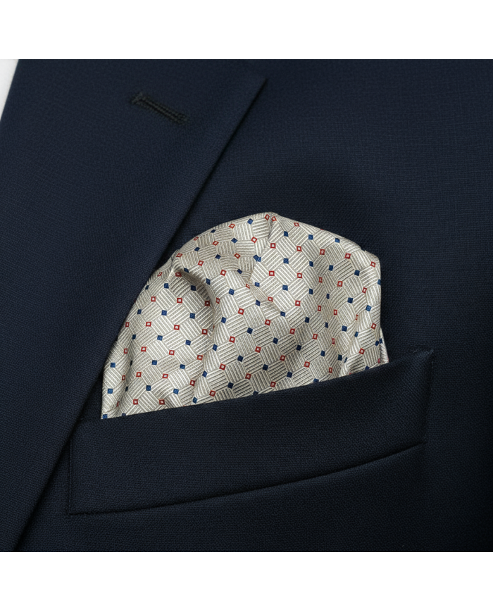 Cravate.tn | Pochette beige clair avec motifs