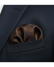 Cravate.tn | Pochette marron avec motifs floral