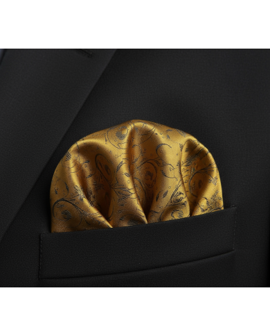 Cravate.tn | Pochette jaune avec motifs florale Cravate.tn | Pochette jaune avec motifs florale