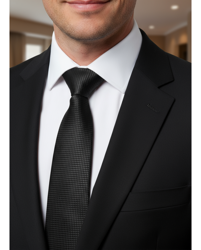 Cravate.tn | Cravate noire à petit carré