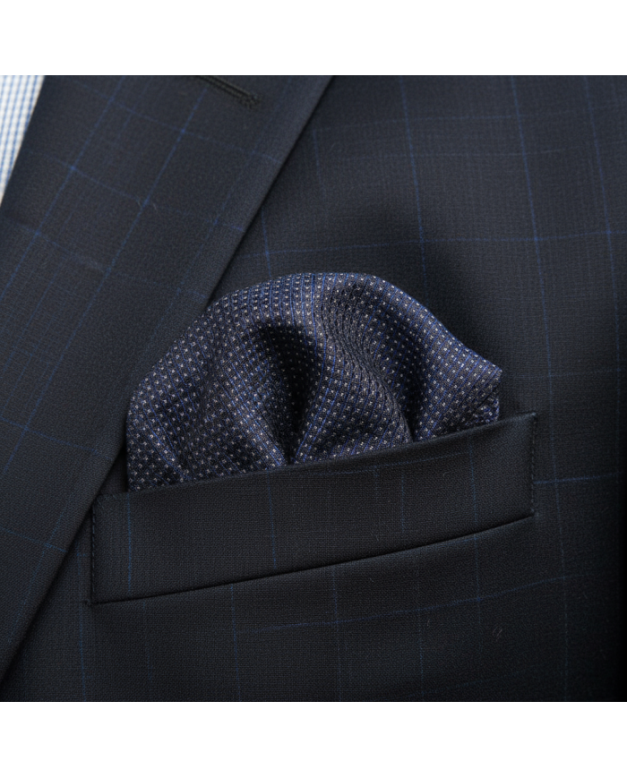 Cravate.tn | Pochette noir avec motifs en bleu