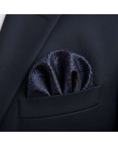 Cravate.tn | Pochette marron avec motifs en bleu Cravate.tn | Pochette marron avec motifs en bleu