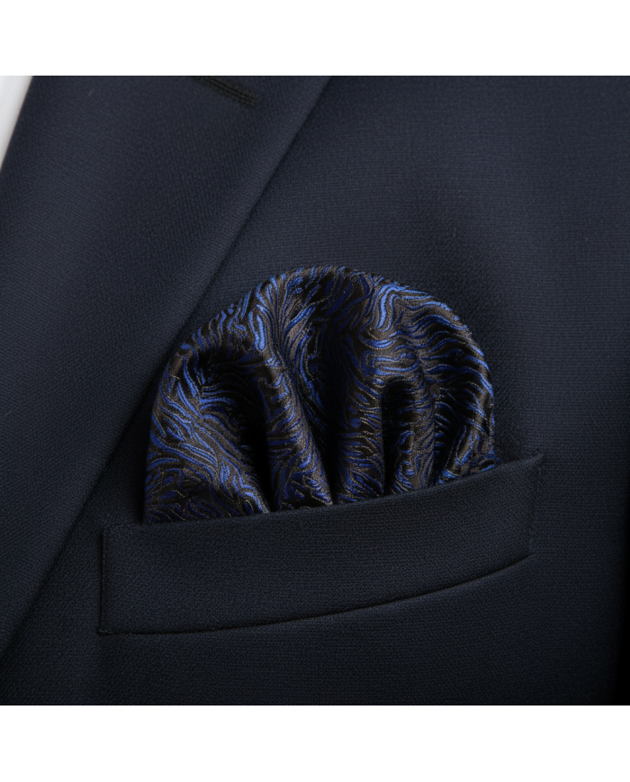 Cravate.tn | Pochette marron avec motifs en bleu