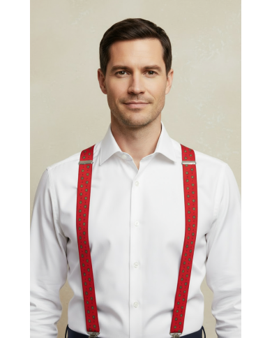 Cravate.tn | Bretelle rouge avec motifs Cravate.tn | Bretelle rouge avec motifs