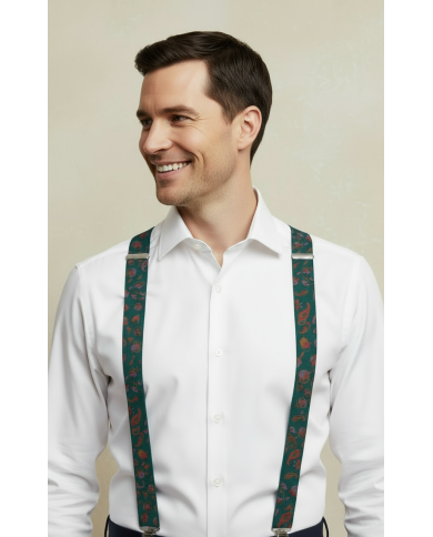 Cravate.tn | Bretelle verte avec motifs Cravate.tn | Bretelle verte avec motifs