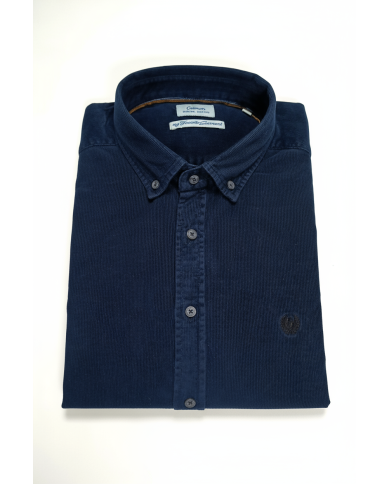 Chemise col ouvert Blanche avec rayure bleu marine (100% coton) Chemise col ouvert Blanche avec rayure bleu marine (100% coton)