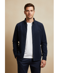 Chemise col ouvert Blanche avec rayure bleu marine (100% coton) Chemise col ouvert Blanche avec rayure bleu marine (100% coton)