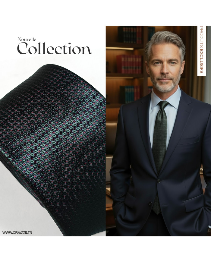 Cravate verte avec motifs hexagones