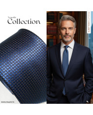 Cravate.tn | Cravate bleu roi avec motifs hexagones