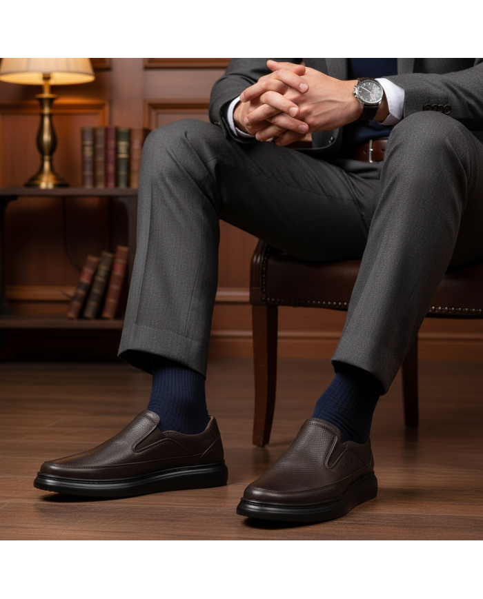 Cravate.tn | Chaussure Confort supérieur hommes - Marron grainé