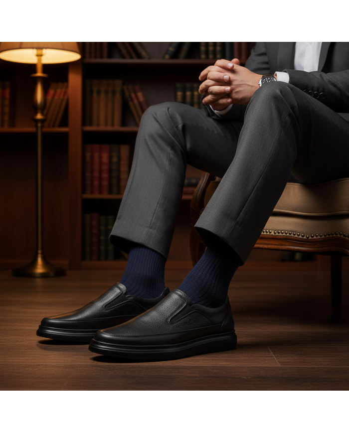 Cravate.tn | Chaussure Confort supérieur hommes - Noir grainé
