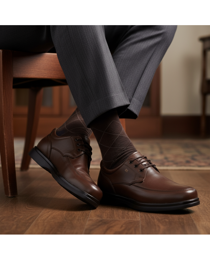 Cravate.tn | Chaussure Confort supérieur hommes avec lacets  - Marron