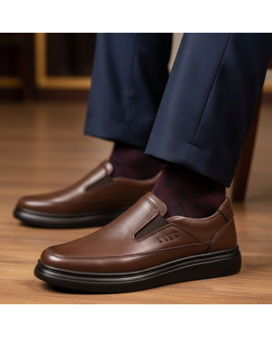 Cravate.tn | Chaussure Confort supérieur hommes sans lacets- Marron Cravate.tn | Chaussure Confort supérieur hommes sans lacets- Marron
