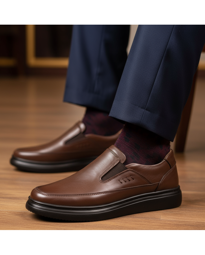 Cravate.tn | Chaussure Confort supérieur hommes sans lacets- Marron