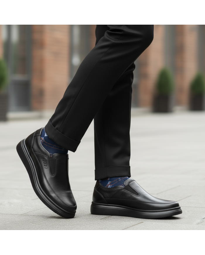 Cravate.tn | Chaussure Confort supérieur hommes sans lacets- Noir