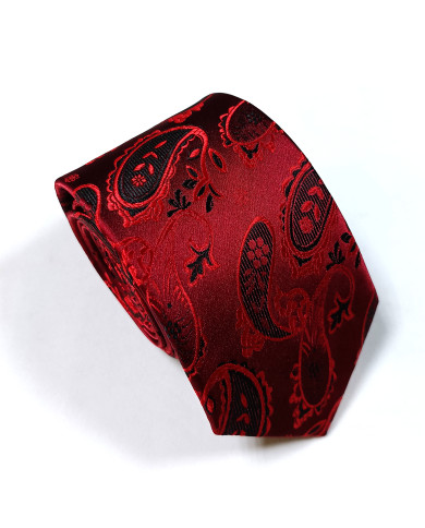 Cravate.tn | Cravate rouge avec motifs paisley