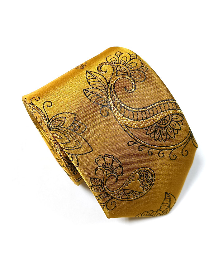 Cravate.tn | Cravate jaune à motifs paisley