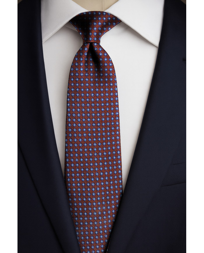 Cravate.tn | Cravate marron à des carreaux en bleu