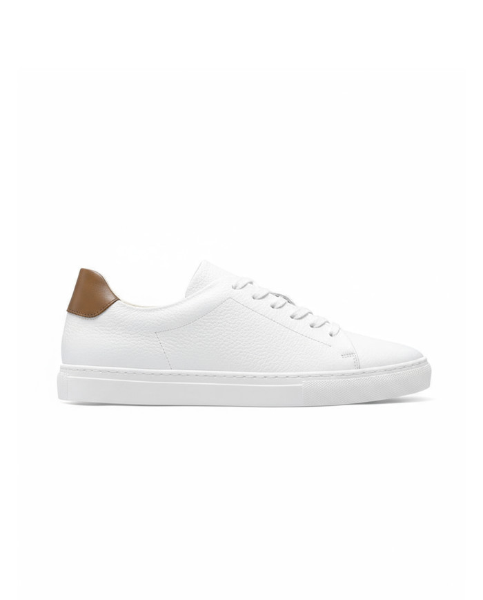 Cravate.tn | Sneakers Cuir blanc crispé - Izem