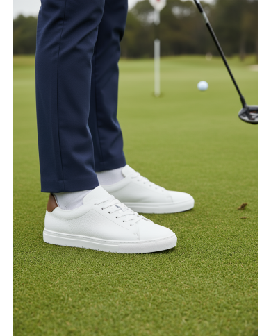 Cravate.tn | Sneakers Cuir blanc-camel crispé - Izem